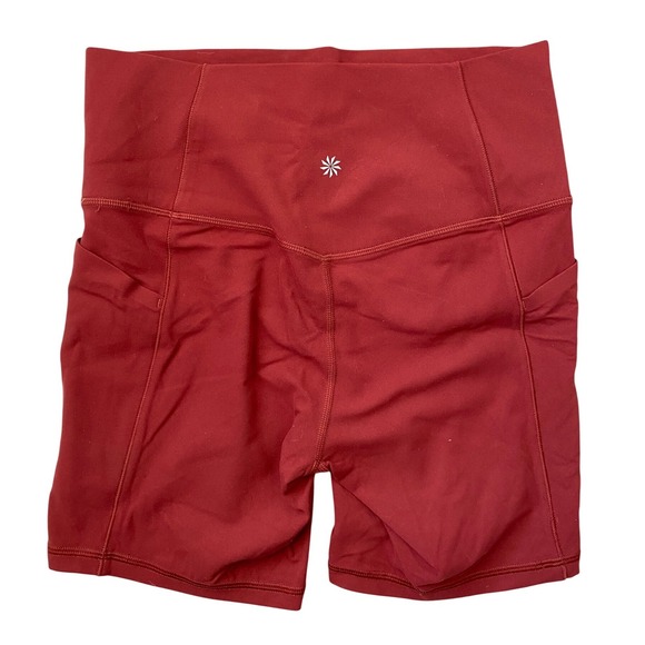 Athleta Salutation Stash High Rise Pocket II 7 Inch Short Red Women's M Yoga - Picture 2 of 6